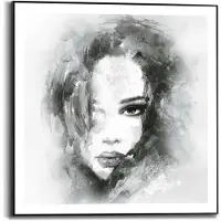 Praxis Schilderij Vrouw Abstract - Portret - Illustratie - Slim Frame 50 X 50 Cm Mdf Zwart-wit