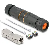DeLOCK Cable connector LSA to LSA Cat.6A IP68 waterproof black