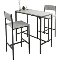 SoBuy 3-delige Bartafelset - OGT03-HG - Incl 2 Krukken - Grijs - Zithoogte: 67cm