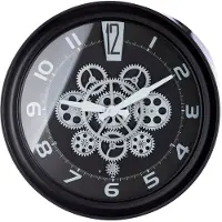 Casablanca wandklok, rond, Pinon, tandwielmotief, glas, metaal, zwart, verpakkingseenheid 1, diameter: 43 cm, diepte: 9,50 cm, artikelnummer: 50288