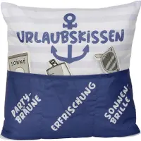 Hergo Sofahelden Kissen "Urlaubskissen" Kissen bedruckt, mit Kartondeko, 3 Taschen zum Befüllen