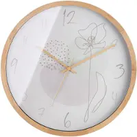 Casablanca Gilde wandklok, rond, "One Line Flower", bloemendesign, MDF, naturel, verpakkingseenheid 1, lengte 5 cm, diameter 41,5 cm, artikelnummer 50419, EAN 4063387504192