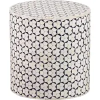 Woood Neva Sidetable - Bone Inlay - Zwart/Wit - 40x37x37