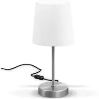 B.K.Licht Tafellamp LED nachttafellamp met schakelaar E14 IP20 stof taupe mat-nikkel