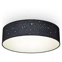 B.K.Licht Plafondlamp Textiel-sterrenhemel, zwart, 2-armig E27, stoffen plafondlamp rond (1 stuk)