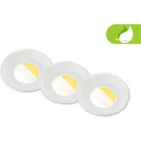 Briloner Klira inbouwlamp, wit, Ø 9cm, IP44, dimbaar, 3 stuks Klira, dimbaar, wit / opaal, Badkamer, Kunststof, Modern
