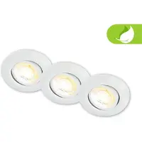 Briloner Klira inbouwlamp, wit, Ø 9 cm, draaibaar, 3 stuks, wit / opaal, Woon-/ Eetkamer, Kunststof, Modern