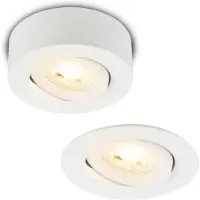 Briloner Desi 2-in-1 LED inbouwspot en opbouwspot, 2-in-1 LED inbouwspot en opbouwspot, kantelbaar, dimbaar, plat, wit, Ø9 x 3 cm