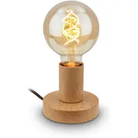 Briloner Teepu - Industriële Tafellamp - retro bedlamp - metaal - E27 fitting - Ø10 cm - houtlook