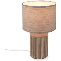 Briloner Ino - Tafellamp slaapkamer - met stoffen kap & keramiek voet - bedlamp - tafellampje - Ø22 x 37,5 cm - bruin