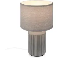 Briloner Ino - Tafellamp slaapkamer - met stoffen kap & keramiek voet - bedlamp - tafellampje - Ø22 x 37,5 cm - grijs