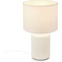 Briloner Ino - Tafellamp slaapkamer - met stoffen kap & keramiek voet - bedlamp - tafellampje - Ø22 x 37,5 cm - wit