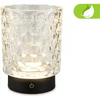 Briloner Sunora - Oplaadbare Tafellamp - snoerloze tuinverlichting - glazen lamp - buitenlamp dimbaar - transparent - Ø11 x 15 cm
