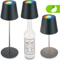 Briloner Calida - Oplaadbare Tafellamp - dimbaar - voor binnen en buiten - 3 in 1 - RGBW - IP44 - snoerloze - in hoogte verstelbaar - 36 x Ø 10,5 cm – antraciet