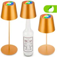 Briloner Calida - Oplaadbare Tafellamp - dimbaar - voor binnen en buiten - 3 in 1 - RGBW - IP44 - snoerloze - in hoogte verstelbaar - 36 x Ø 10,5 cm – goudkleurig