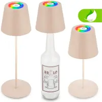 Briloner Calida - Oplaadbare Tafellamp - dimbaar - voor binnen en buiten - 3 in 1 - RGBW - IP44 - snoerloze - in hoogte verstelbaar - 36 x Ø 10,5 cm - beige