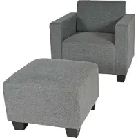 MCW Modulaire fauteuil Loungefauteuil met voetenbank Lyon, stof/textiel ~ grijs