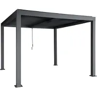 Mendler Pergola -L46, tuinpaviljoen met latten, 10cm aluminium frame, stormvaste regengoot, 3x3m ~ antraciet