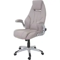 Mendler Bureaustoel -A65, bureaustoel directiedraaistoel, kunstleer MVG-gecertificeerd ~ taupe-grijs