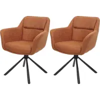 Mendler Set van 2 eetkamerstoelen -K33, keukenstoel, draaibare autostoel, stof MVG ~ suède look bruin