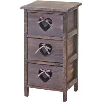 Mendler Commode Forli, ladekast, 3 lades met hartjes 55x29x25cm, shabby look, vintage ~ bruin