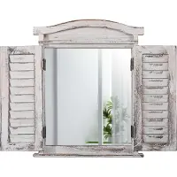MCW Wandspiegel raam met luiken 53x42x5cm ~ wit shabby