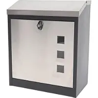 MCW XXL brievenbus -H26, bedrijfsbrievenbus Brievenbus, afsluitbaar met poedercoating 52x44x25cm ~ zwart-roestvrij staal