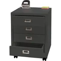 MCW Rolcontainer -L49, ladekast Stalen kast Archiefkast, metaal 55x40x41cm 4 laden ~ donkergrijs