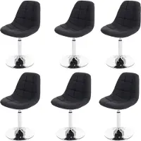 Mendler Set van 6 eetkamerstoelen -A60, draaistoel, chroom ~ donkergrijs textiel