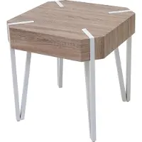 Mendler Kos T574 salontafel, bijzettafel, 52x50x50cm MVG-gecertificeerd ~ eiken, lichtgekleurde metalen poten