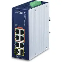 Planet IP30 Industrial 4-Port Unmanaged Gigabit Ethernet (10/100/1000) Power over Ethernet (PoE) Blauw, Wit