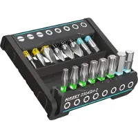 Hazet SmartHolder met 16 bits | kort 2304SH-2 | 1/4 inch (6,3 mm) zeskant massief | Sleufprofiel, Pozidriv-profiel PZ, Binnen-TORX-profiel | 16-delig | 0,4 x 1,5 – 1,2 x 6,5 mm