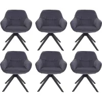 MCW Set van 6 eetkamerstoelen -K28, keukenstoel gestoffeerde stoel met armleuningen, draaibaar, metaal ~ stof/textiel grijs