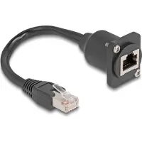 DeLOCK D-Type RJ45 cable plug to jack Cat.5e black 20 cm