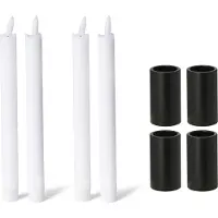 Novaliv 4X magnetische kaarsenhouders 2,8x5cm ZWARTE kaarsenhouder LED-stokkaarsen premium echte waskaarsen elektrische batterijgevoede magneettafelkaarsen Kersttafeldecoratie Adventskrans