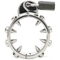Metal hard Kali's Teeth - Penisring voor Kuisheid - 16 pinnen - Diam. 3,8mm - 2,8mm