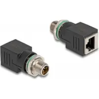 DeLOCK M12 / RJ45 Netwerk Adapter Kabel [1x M12-stekker - 1x RJ45-bus] Zwart