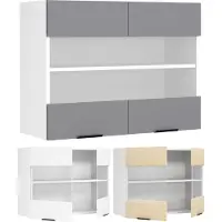 Hioshop Fasola keuken bovenkastje 80 cm 2 glazen deuren eik decor, wit.