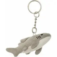 Nature Planet Sleutelhanger knuffel - 8x - pluche witte Haai - 6 cm - dieren sleutelhangers