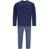 Hajo Blauwe heren pyjama blokjesdesign | Maat 56