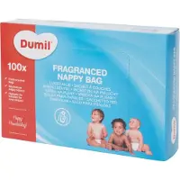 Dumil Geparfumeerde Luierzakjes – 100 Stuks – Hygiënisch & Fris – Voor Luiers, Babydoekjes & Afval – Met Treksluiting
