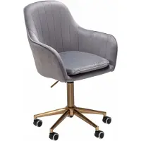 Amstyle Bureaustoel fluweel grijs 52 cm breed