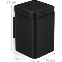 Relaxdays afvalbakje 3 l - wandmontage - softclose - staal - met binnenemmer - badkamer - zwart