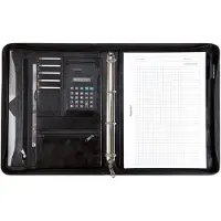 Alassio ringmap Massa, A4, kunstleer, met rekenmachine, zwart