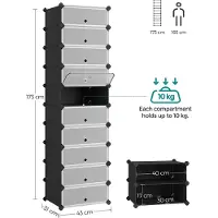 Songmics DIY-schoenenkast met 10 niveaus, Zwart