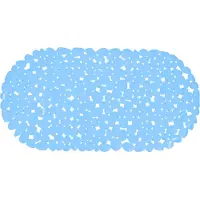 MSV Douche/bad anti-slip mat - badkamer - pvc - lichtblauw - 39 x 99 cm - Badmatjes