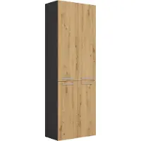 Top E Shop Topeshop NEL 1K DD ANT/ART KP Opbergkast voor de badkamer, grafietkleur, eikenhout