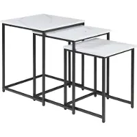 En.casa Bijzettafel Trollhättan set van 3 zwart en marmer wit []