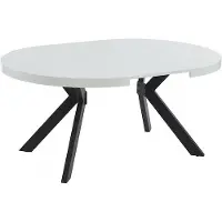 Vente-unique Uitschuifbare eettafel 4 tot 8 plaatsen van mdf en staal - Wit gelakt en zwart - KOMONI