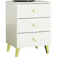 Akord Nachtkastje MOBI Kasjmier met 3 Lades / Furniture Factory / Kasjmierkleur met Gouden Handvatten / 40 x 58 x 37 cm